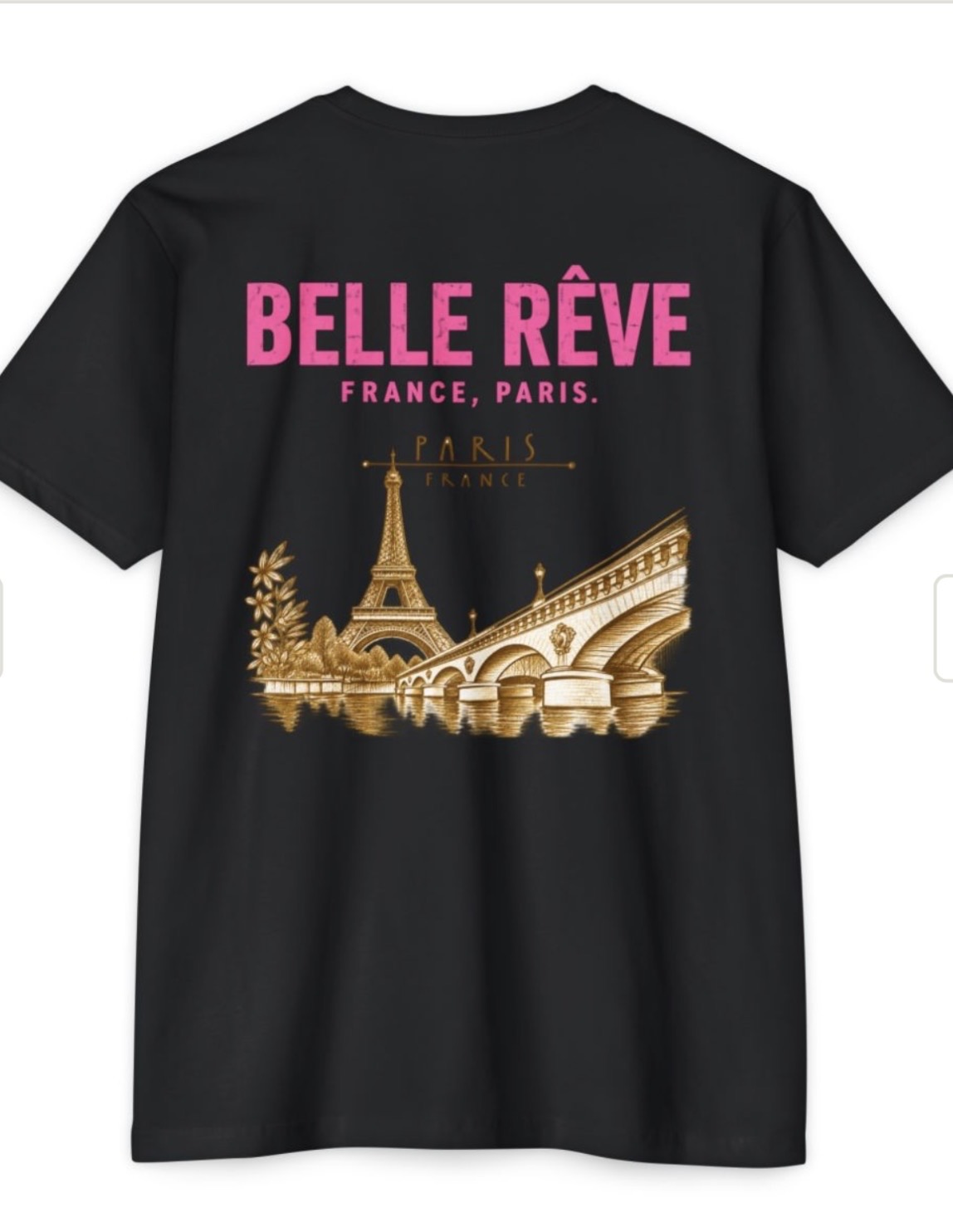 Belle Reve Paris Pink Tee fekete hátulnézet