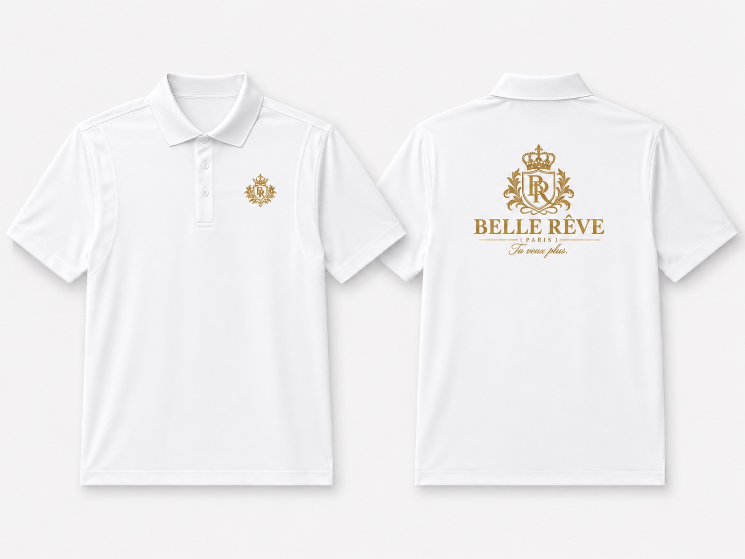 Belle Reve Signature Polo fehér-arany változat, elöl és hátul